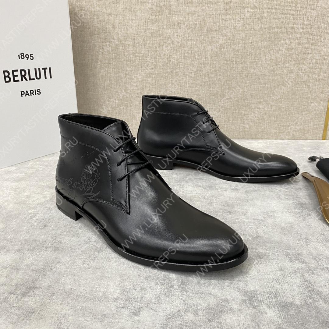 BERLUTI ALESSIO SCRITTO BOOTS BLACK S6020-S34