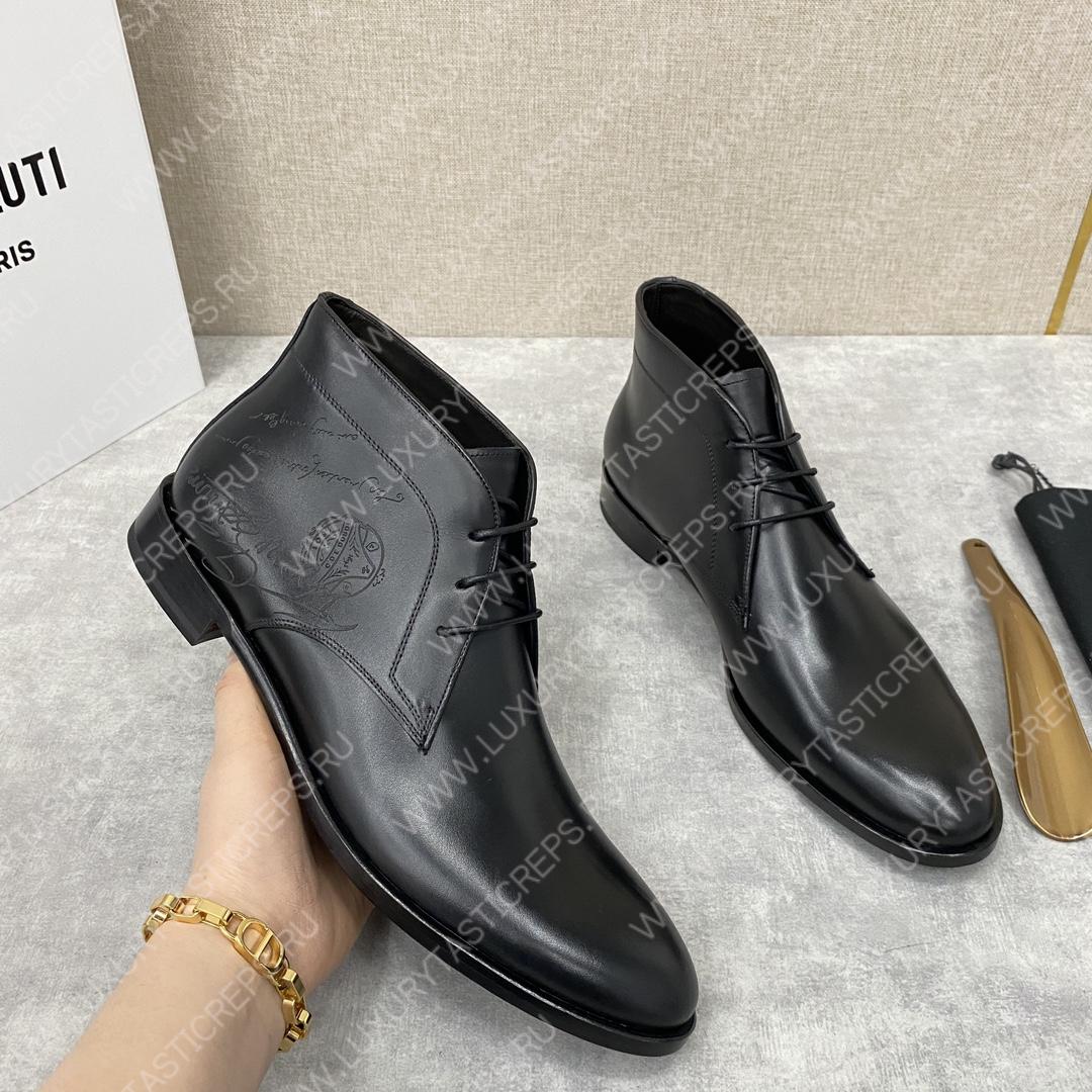 BERLUTI ALESSIO SCRITTO BOOTS BLACK S6020-S34