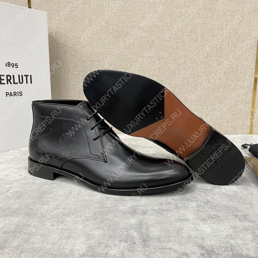 BERLUTI ALESSIO SCRITTO BOOTS BLACK S6020-S34