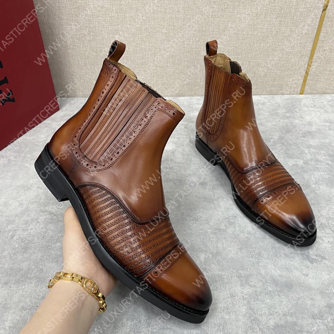 BERLUTI CURSIVE GALET SCRITTO BOOTS INTENSE COCOA S4077-V2