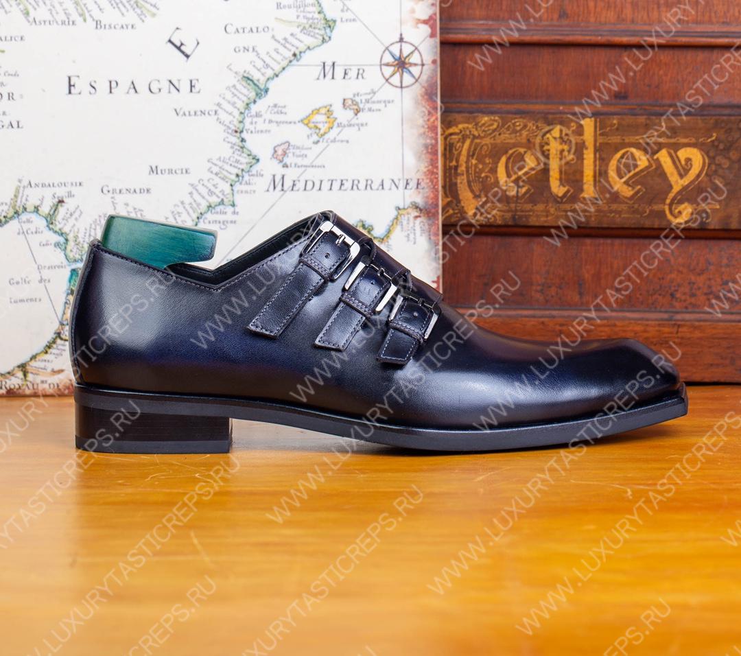 BERLUTI TRIPLE MONK STRAP SHOE BLACK S1424-GH