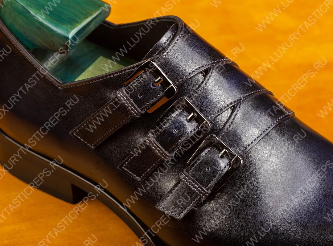 BERLUTI TRIPLE MONK STRAP SHOE BLACK S1424-GH