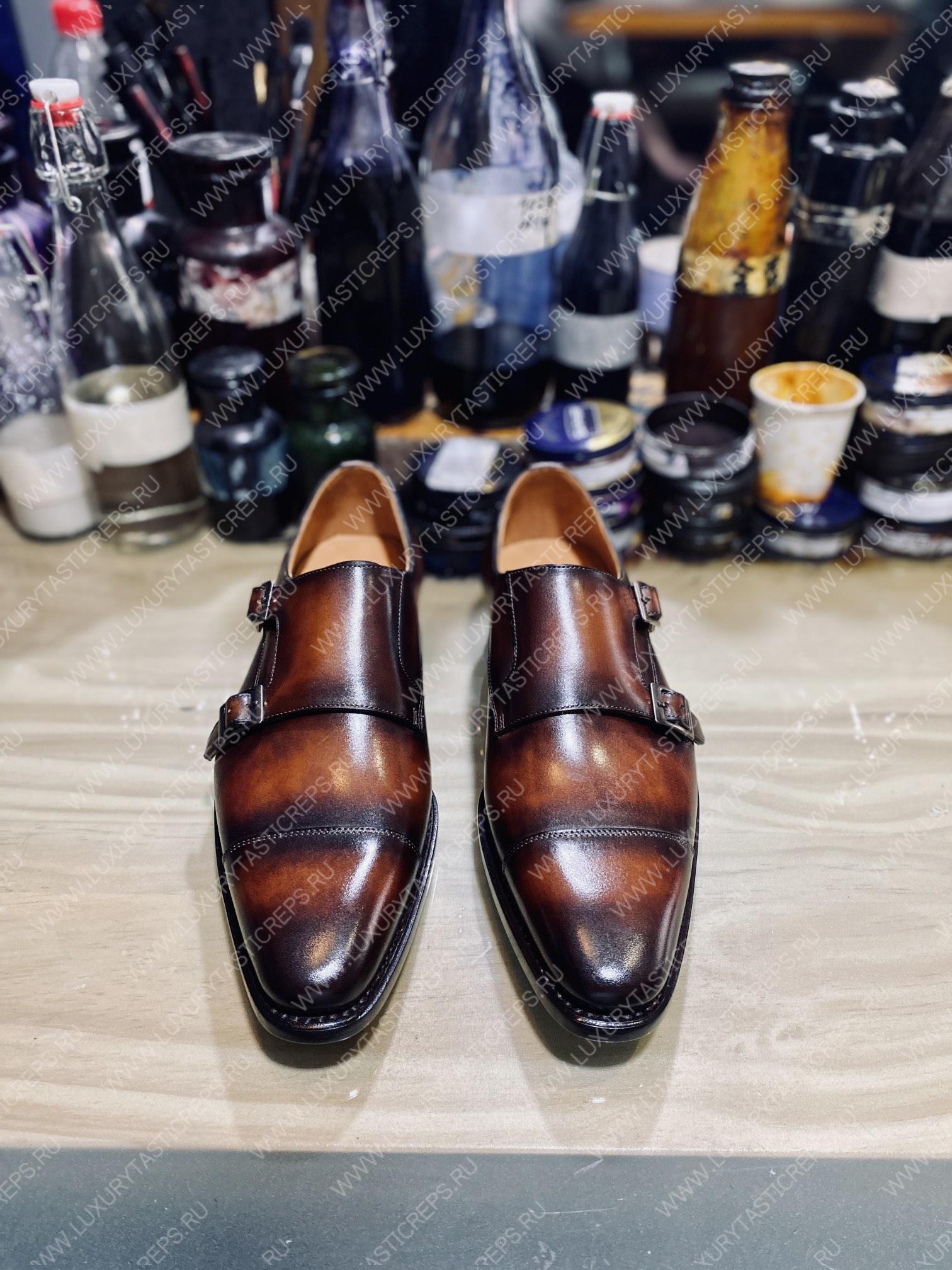 BERLUTI DOUBLE MONK STRAP BUCKLE SHOES BROWN S3309-V2