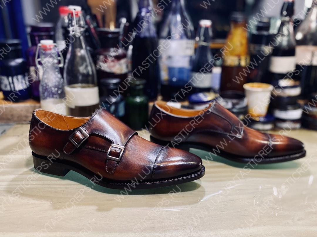 BERLUTI DOUBLE MONK STRAP BUCKLE SHOES BROWN S3309-V2