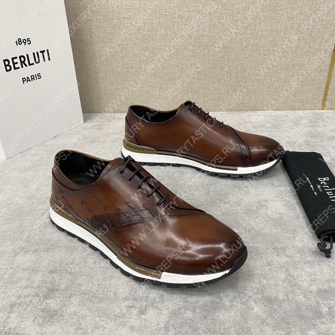BERLUTI LEATHER LACE UP SHOES BROWN 3BER842