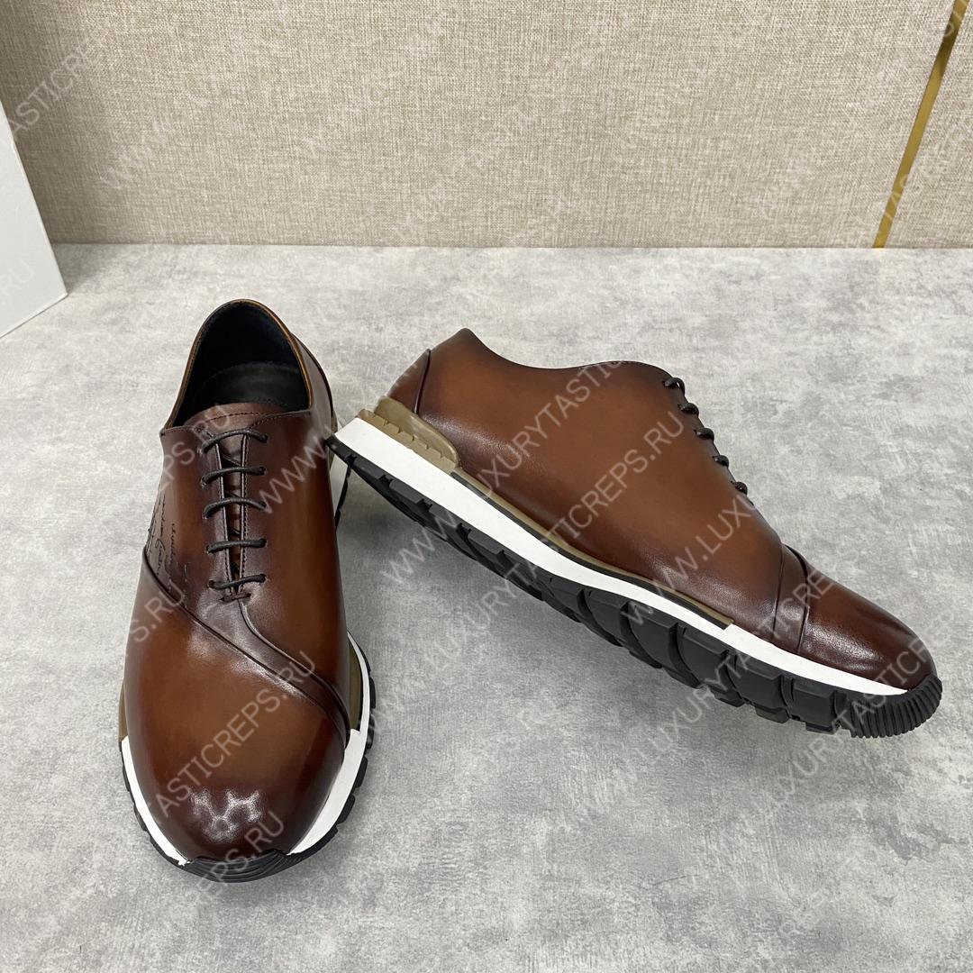 BERLUTI LEATHER LACE UP SHOES BROWN 3BER842