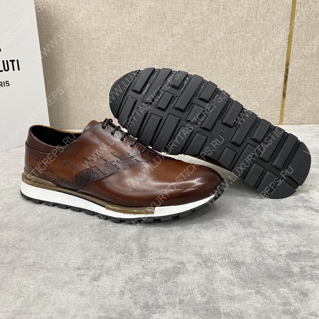 BERLUTI LEATHER LACE UP SHOES BROWN 3BER842