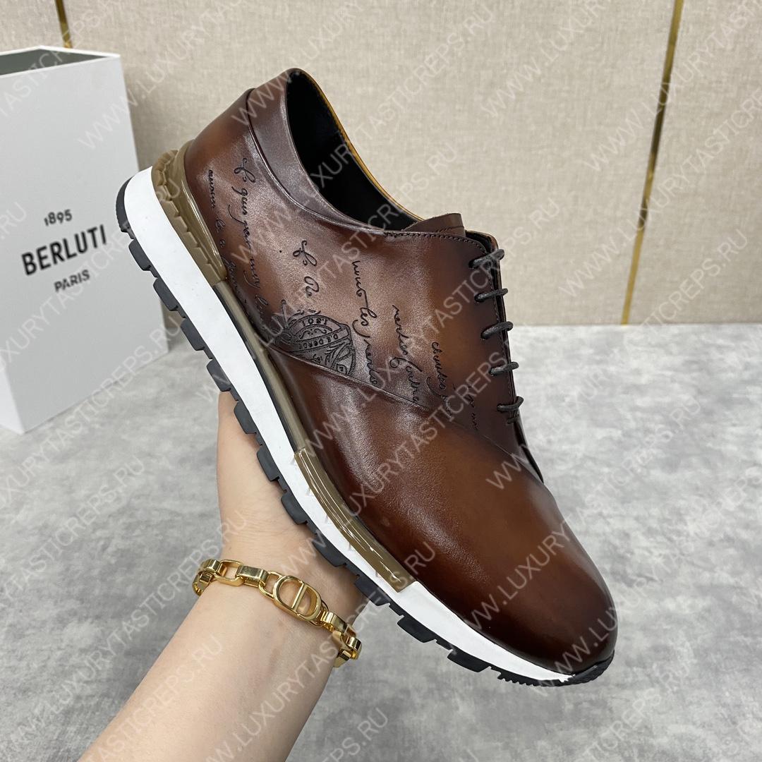 BERLUTI LEATHER LACE UP SHOES BROWN 3BER842
