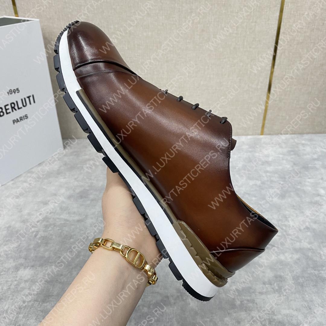 BERLUTI LEATHER LACE UP SHOES BROWN 3BER842