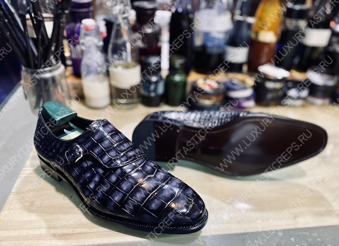 BERLUTI ALLIGATOR LEATHER LOAFER GREY S3289-E2