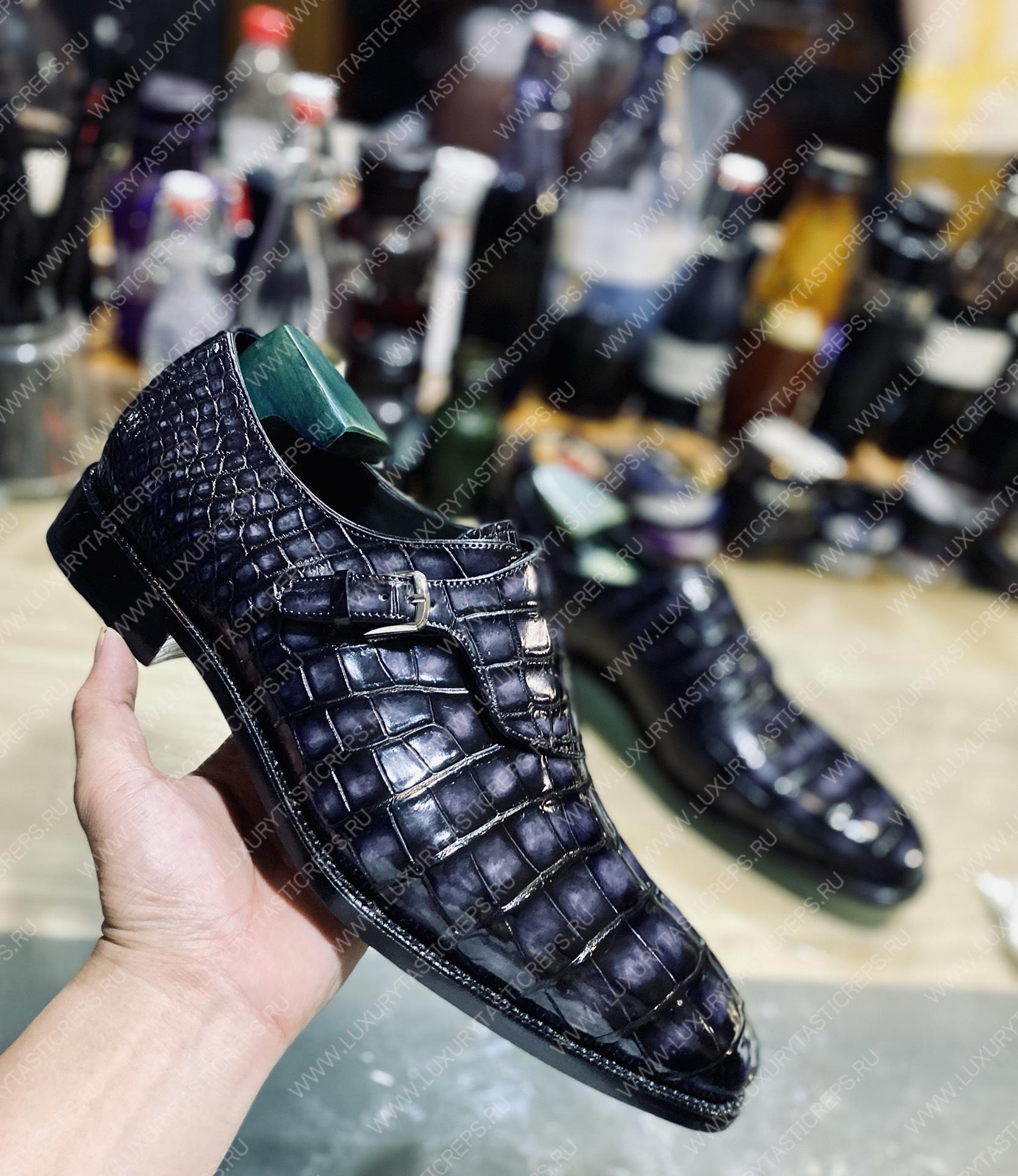 BERLUTI ALLIGATOR LEATHER LOAFER GREY S3289-E2