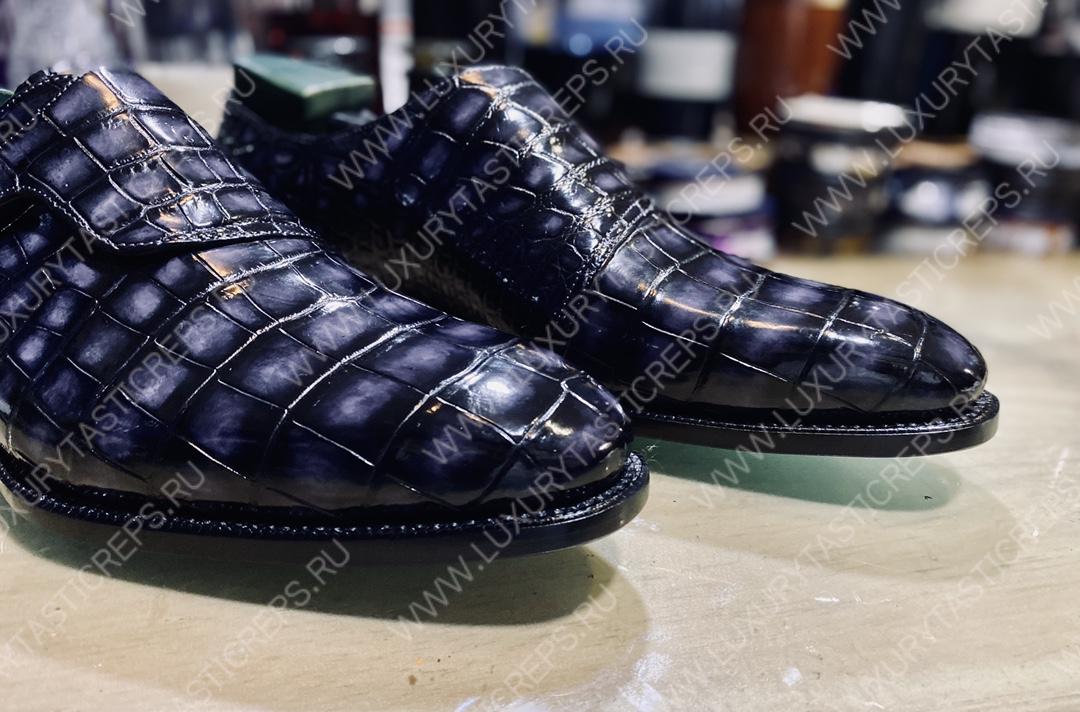 BERLUTI ALLIGATOR LEATHER LOAFER GREY S3289-E2