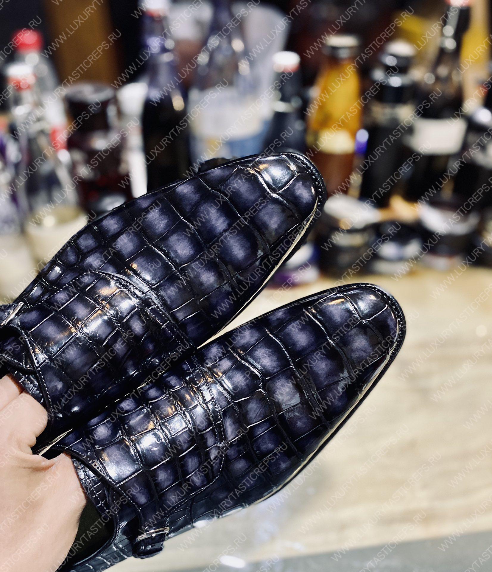 BERLUTI ALLIGATOR LEATHER LOAFER GREY S3289-E2