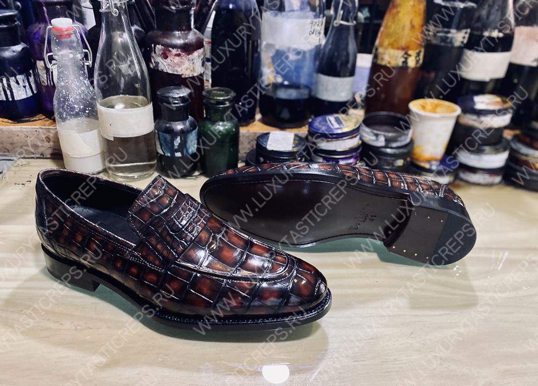 BERLUTI ALLIGATOR LEATHER LOAFER BURGUNDY S3289-E2