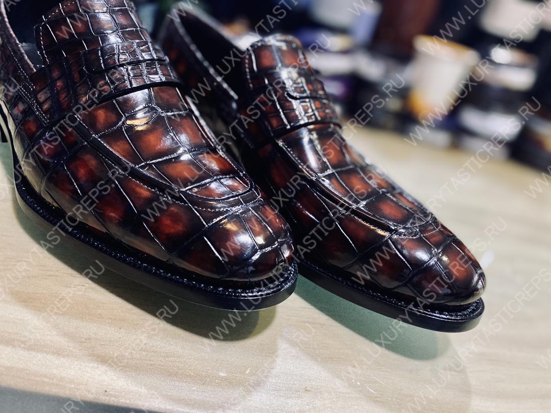 BERLUTI ALLIGATOR LEATHER LOAFER BURGUNDY S3289-E2