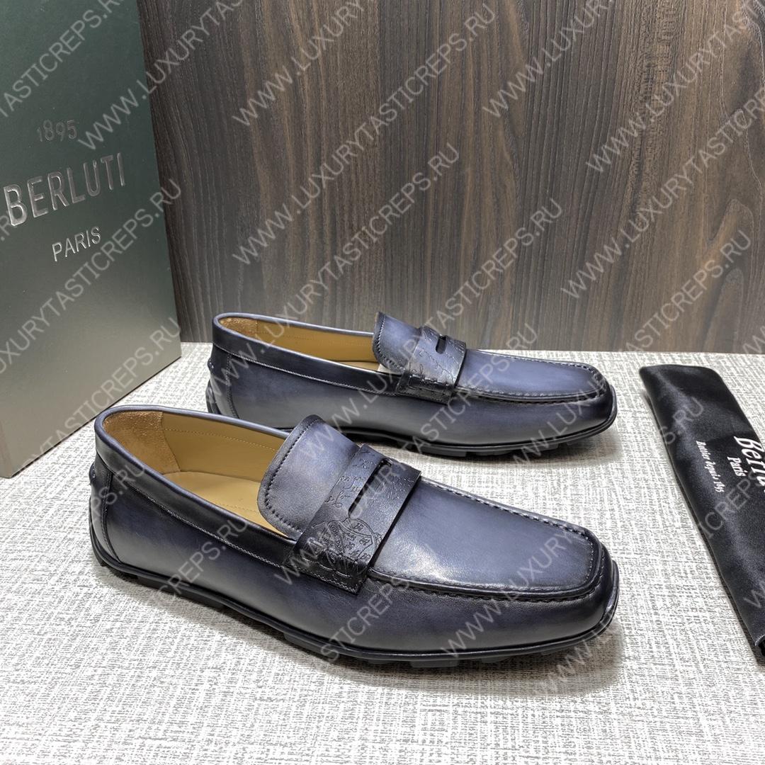 BERLUTI LORENZO DRIVE LOAFER BLACK GREY S6066-S34