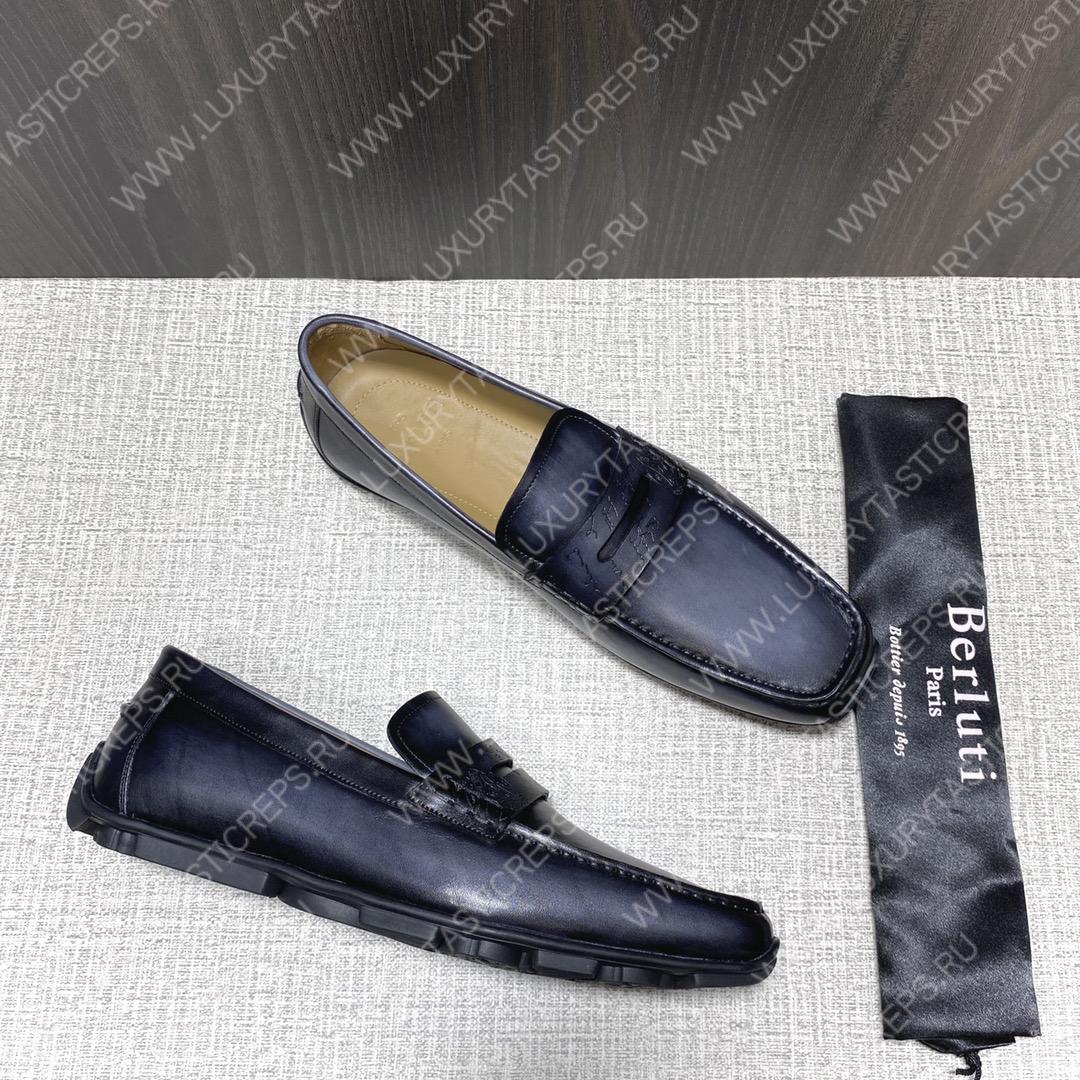 BERLUTI LORENZO DRIVE LOAFER BLACK GREY S6066-S34