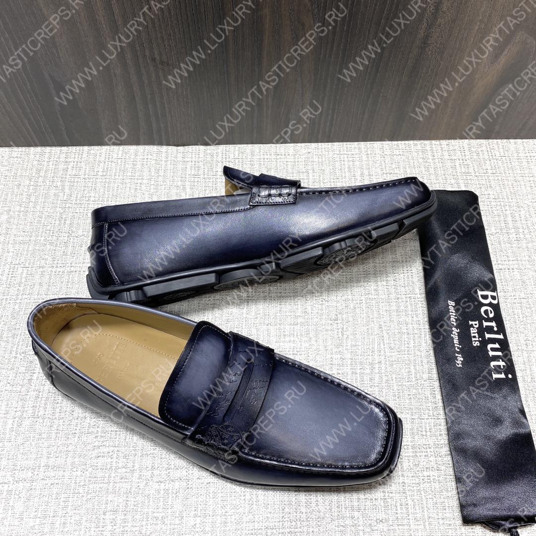 BERLUTI LORENZO DRIVE LOAFER BLACK GREY S6066-S34