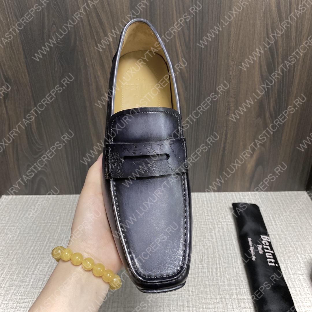 BERLUTI LORENZO DRIVE LOAFER BLACK GREY S6066-S34