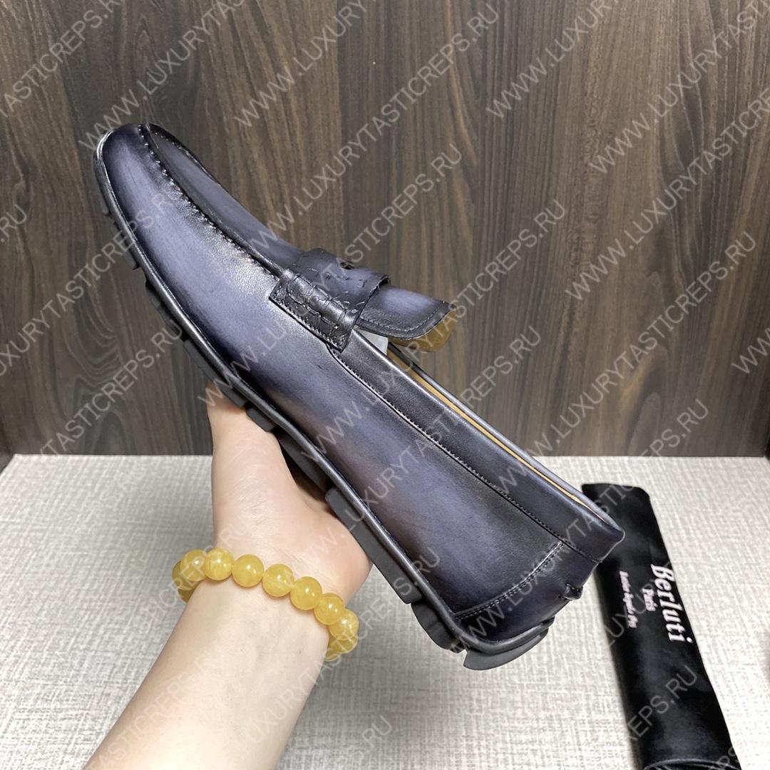 BERLUTI LORENZO DRIVE LOAFER BLACK GREY S6066-S34