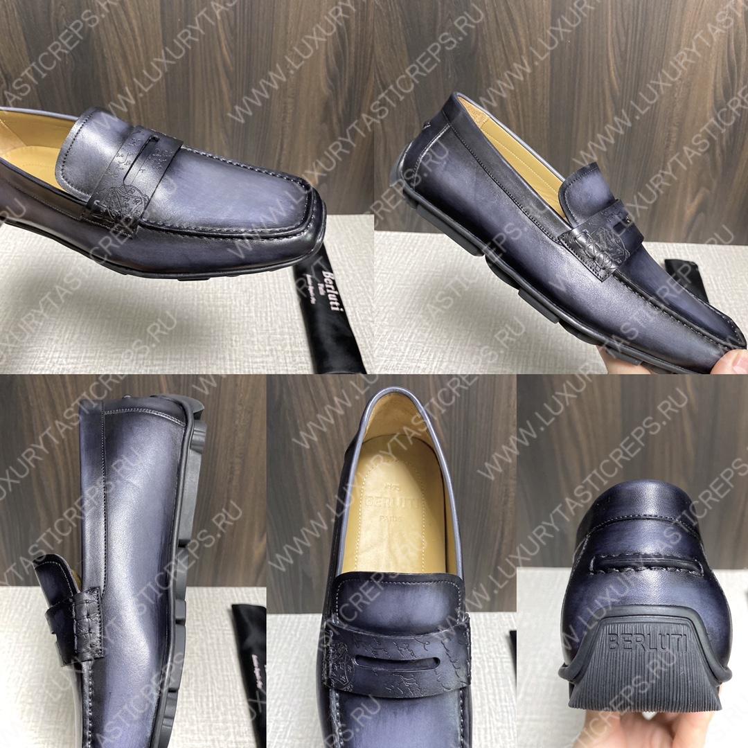 BERLUTI LORENZO DRIVE LOAFER BLACK GREY S6066-S34