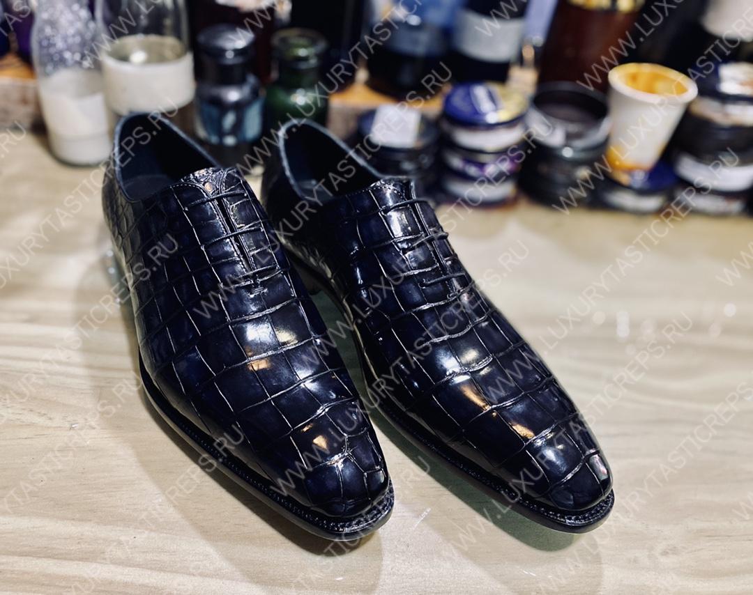 BERLUTI ALLIGATOR LEATHER OXFORD BLACK S1412-E2