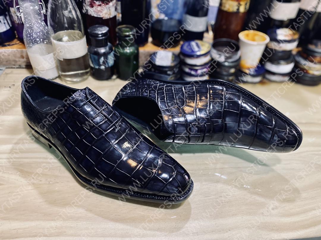 BERLUTI ALLIGATOR LEATHER OXFORD BLACK S1412-E2