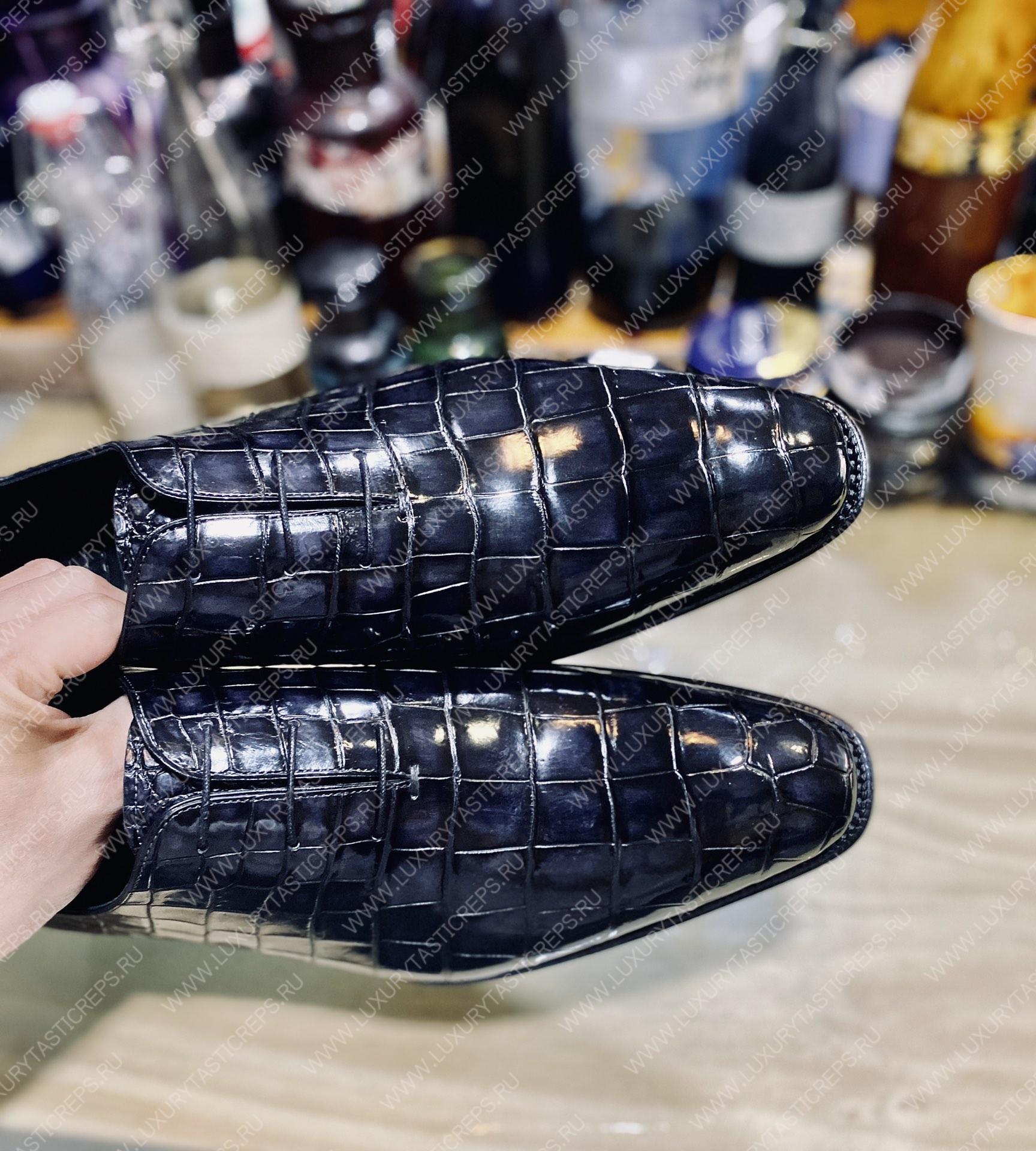 BERLUTI ALLIGATOR LEATHER OXFORD BLACK S1412-E2