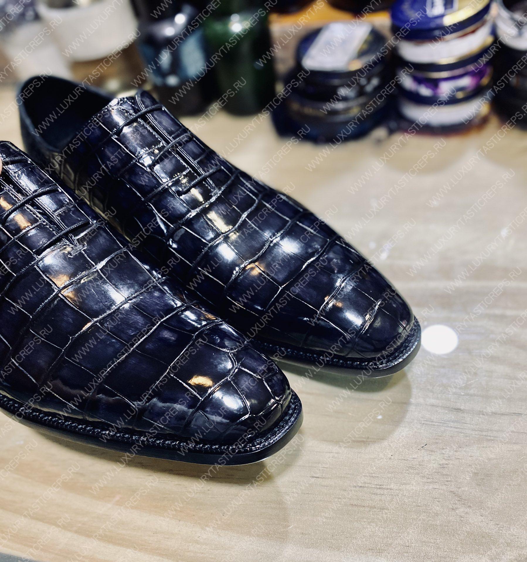 BERLUTI ALLIGATOR LEATHER OXFORD BLACK S1412-E2