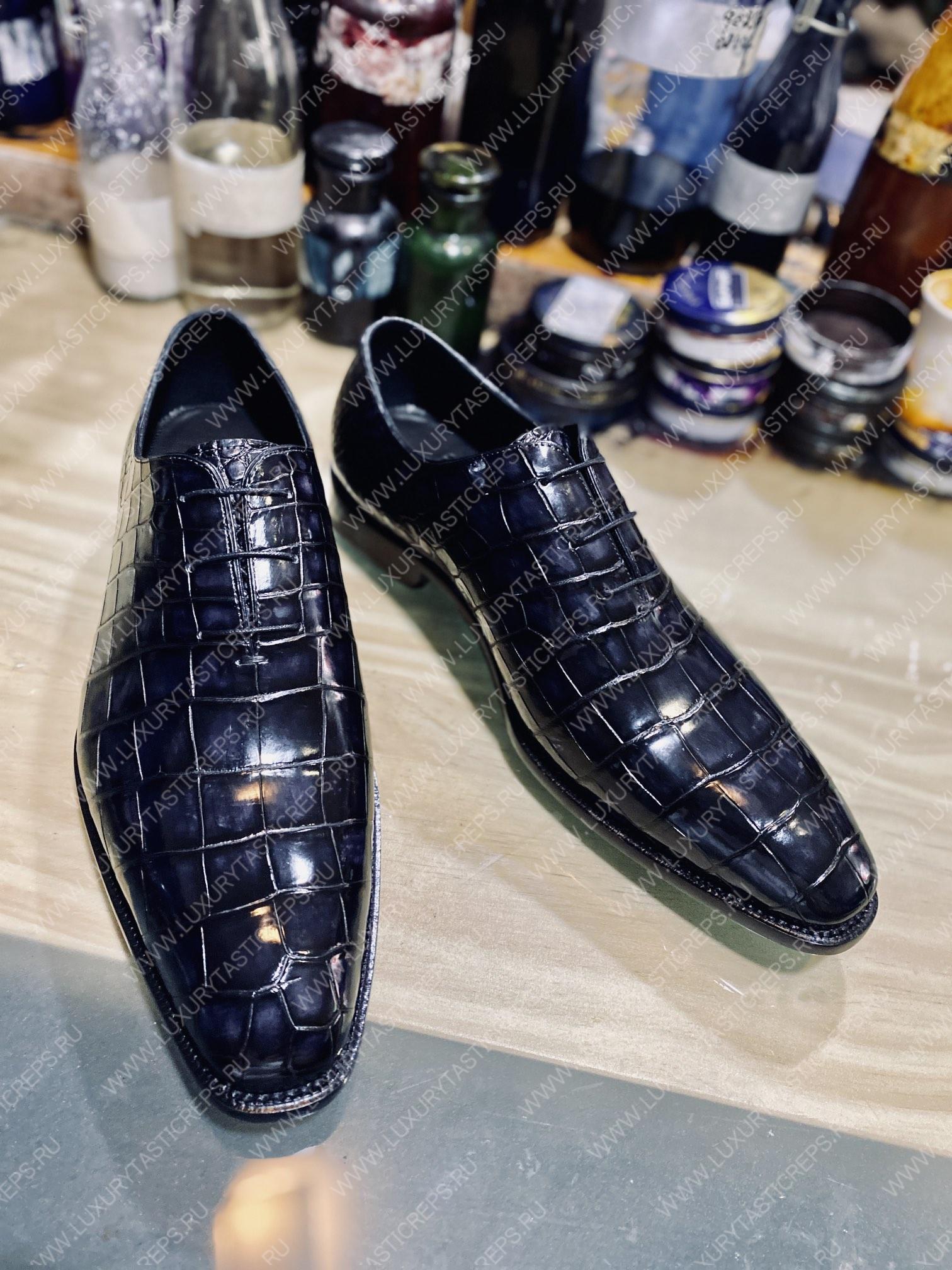 BERLUTI ALLIGATOR LEATHER OXFORD BLACK S1412-E2