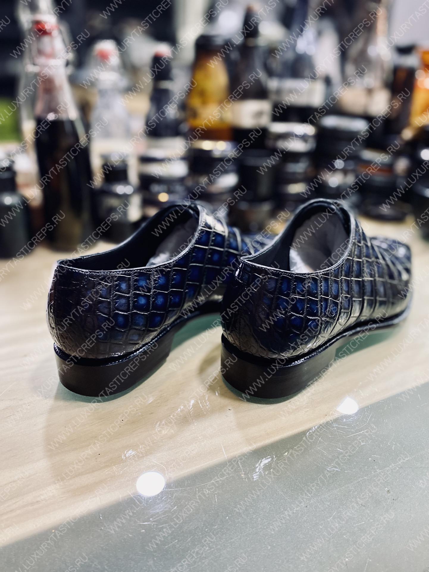 BERLUTI ALLIGATOR LEATHER OXFORD BLUE S1412-E2