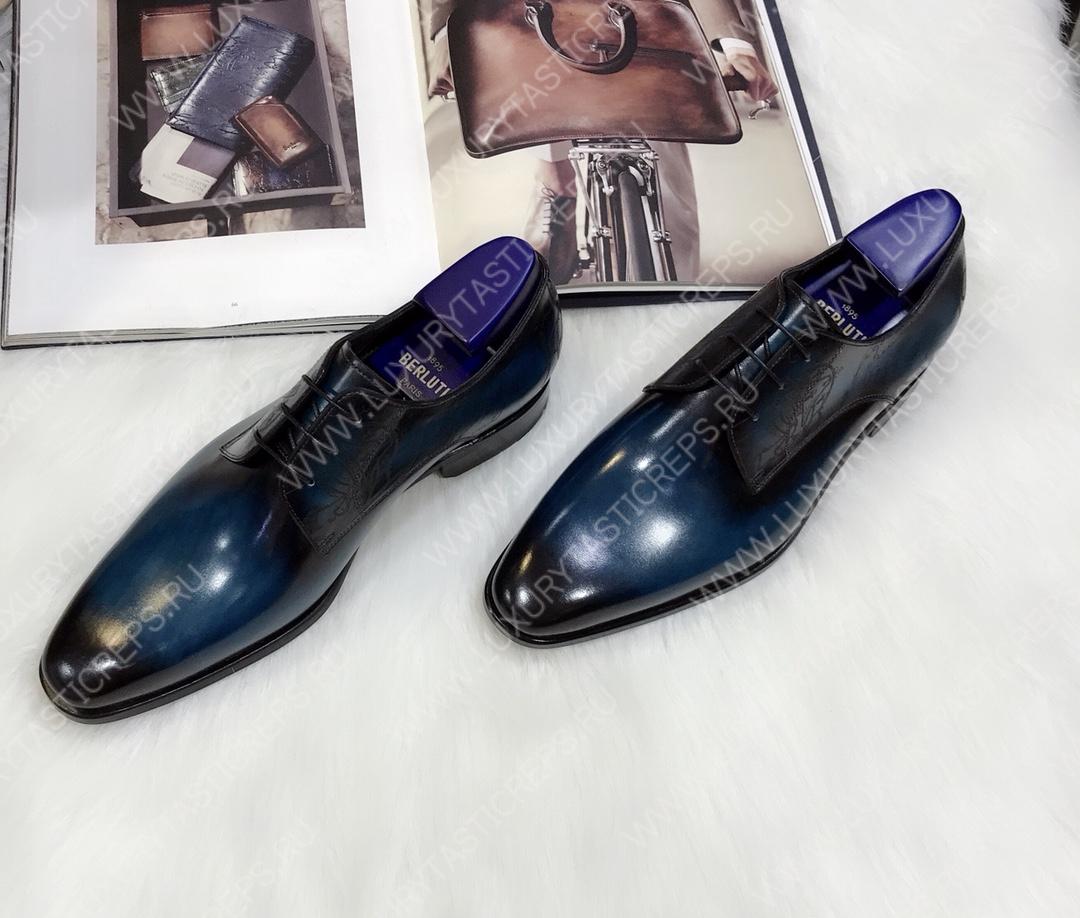 BERLUTI CLASSIC SCRITTO OXFORD BLUE AND BLACK S4505-V2