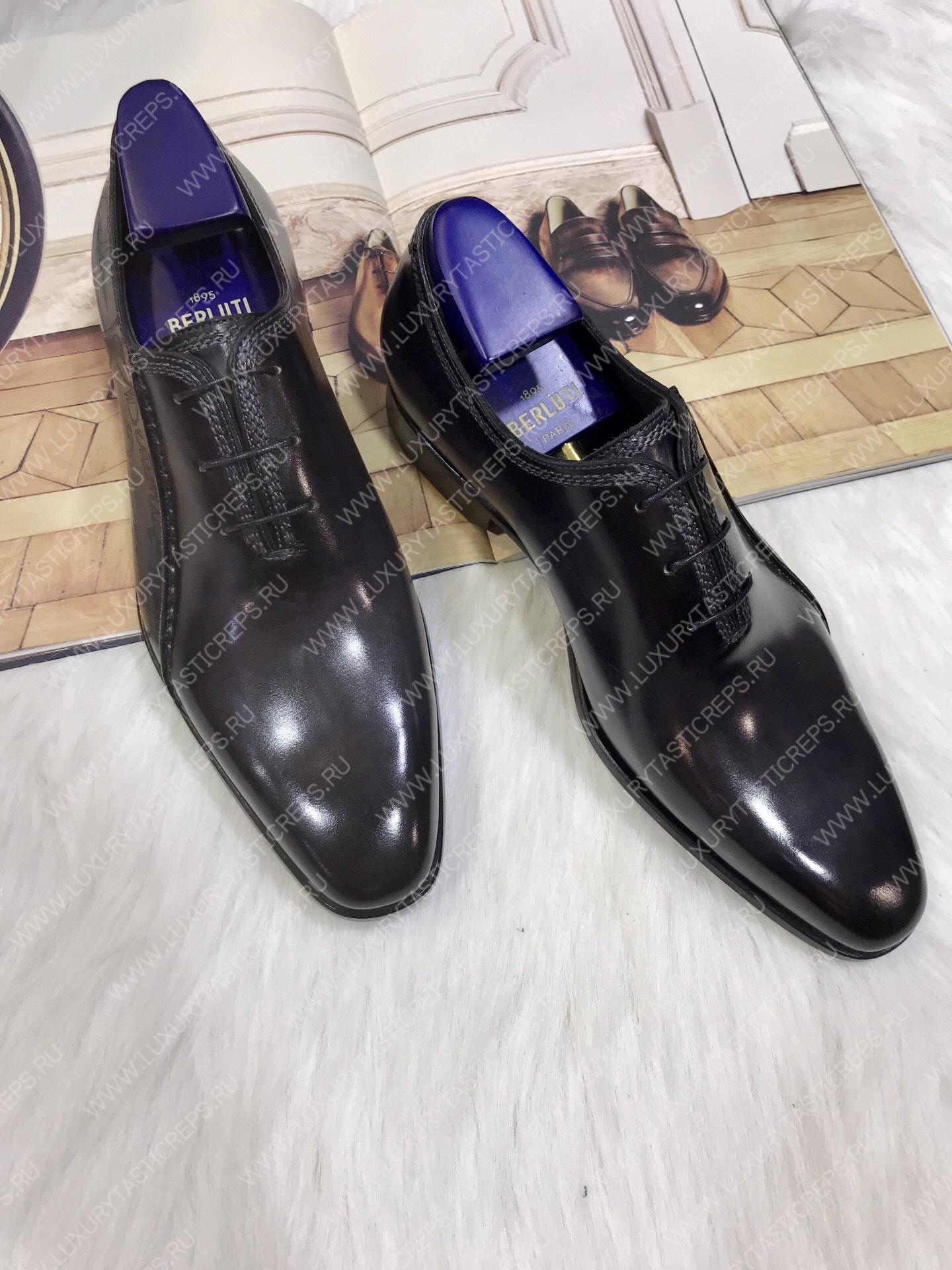 BERLUTI SCARS SCRITTO OXFORD BLACKGREY S4690-V2