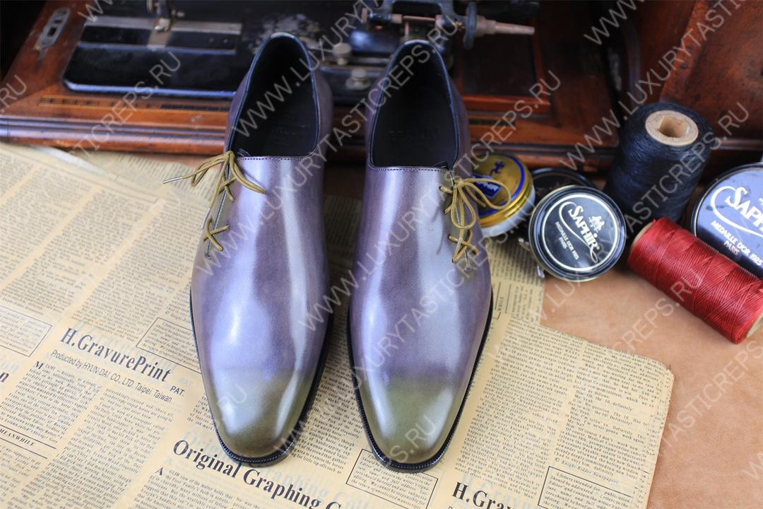 BERLUTI LEATHER OXFORDS LILAC S5898-V2