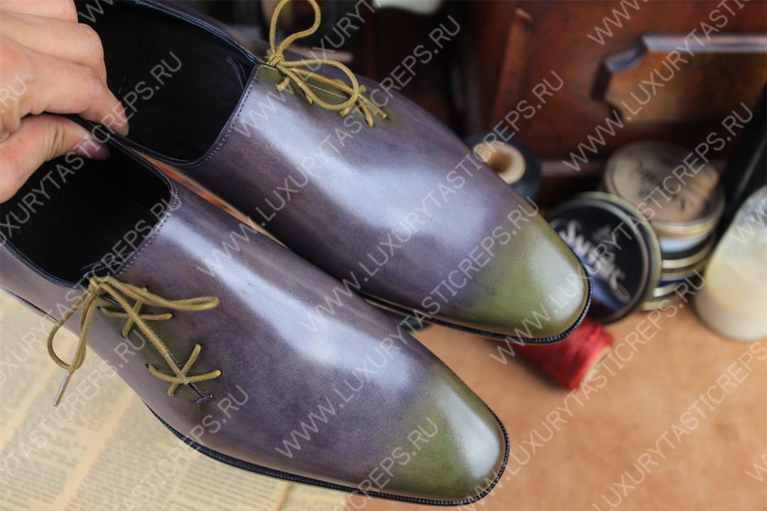 BERLUTI LEATHER OXFORDS LILAC S5898-V2