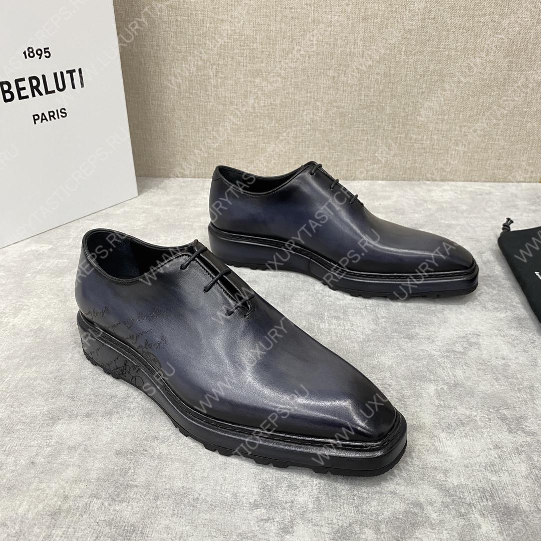 BERLUTI ALESSANDRO ALTO LEATHER OXFORD GREY S5765
