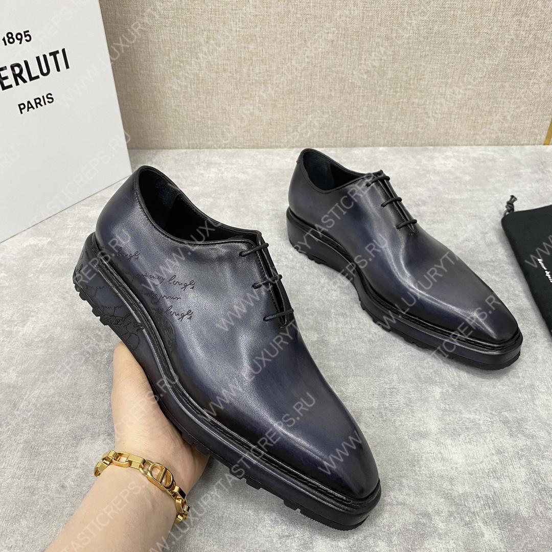 BERLUTI ALESSANDRO ALTO LEATHER OXFORD GREY S5765