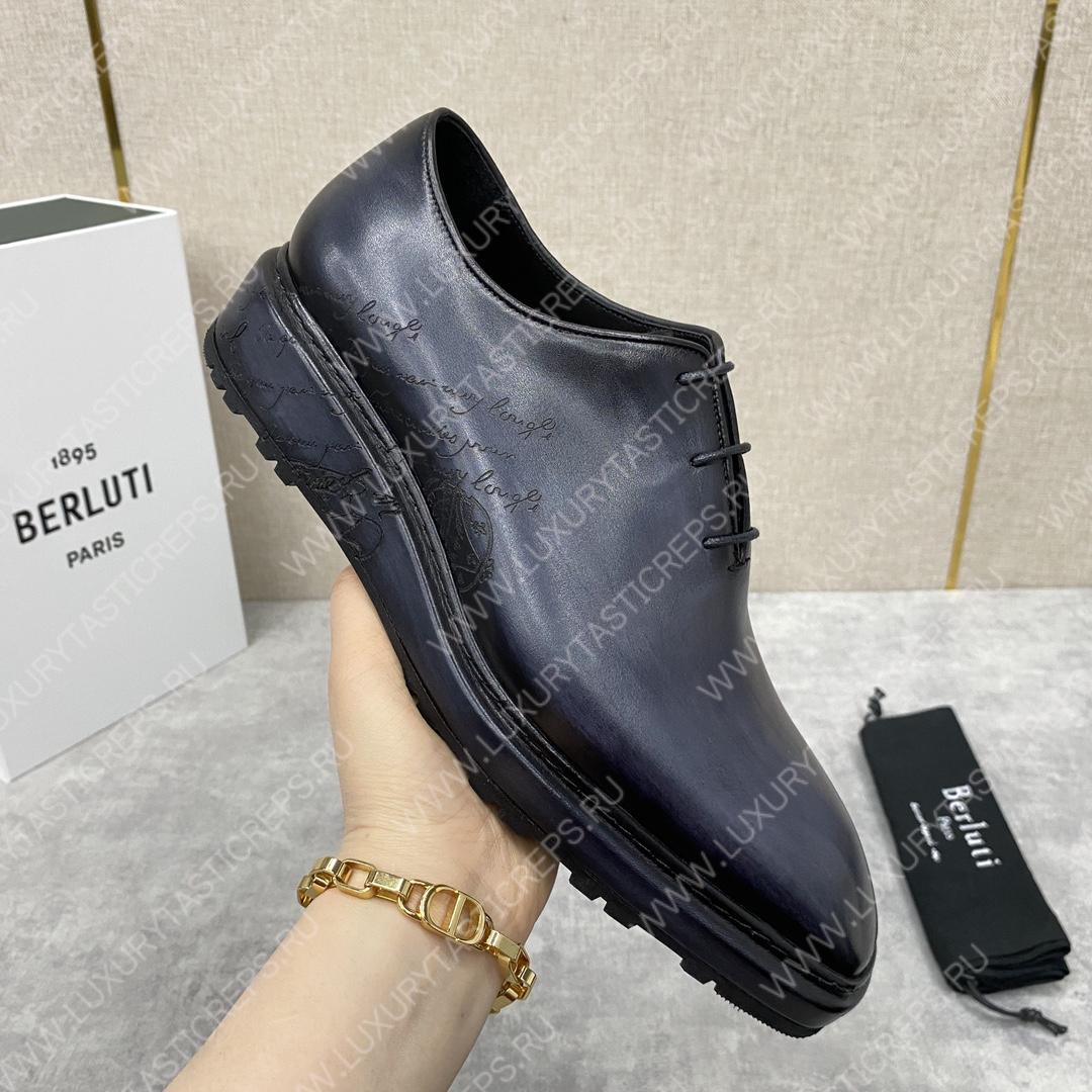 BERLUTI ALESSANDRO ALTO LEATHER OXFORD GREY S5765