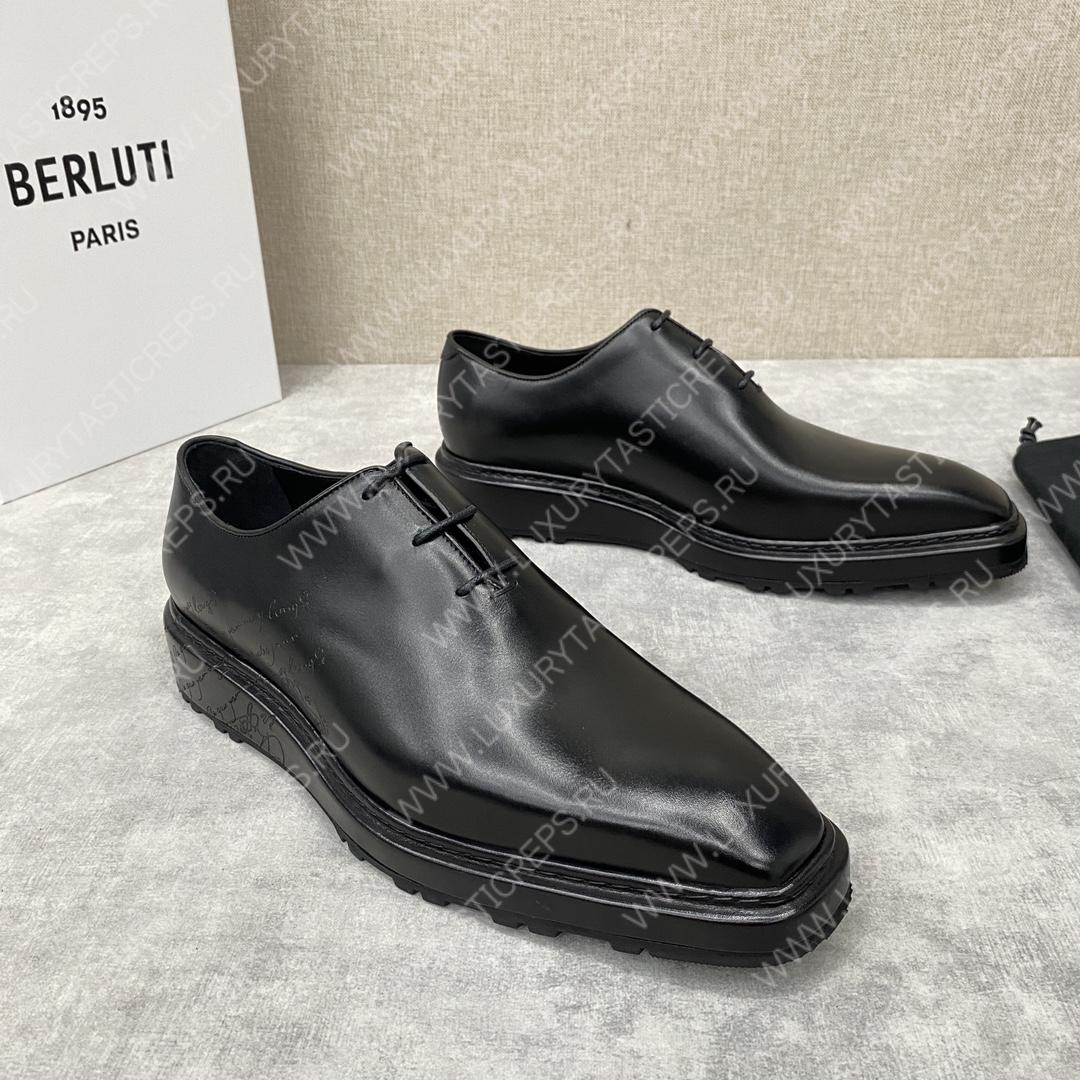 BERLUTI ALESSANDRO ALTO LEATHER OXFORD BLACK S5943