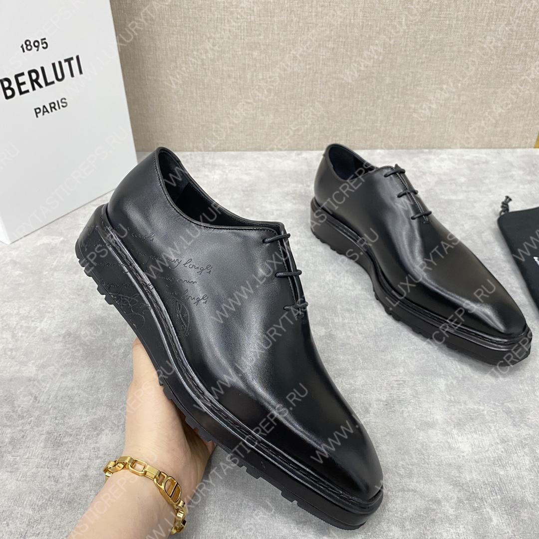 BERLUTI ALESSANDRO ALTO LEATHER OXFORD BLACK S5943