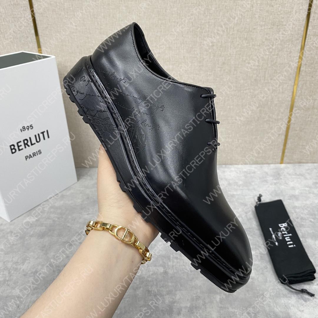 BERLUTI ALESSANDRO ALTO LEATHER OXFORD BLACK S5943