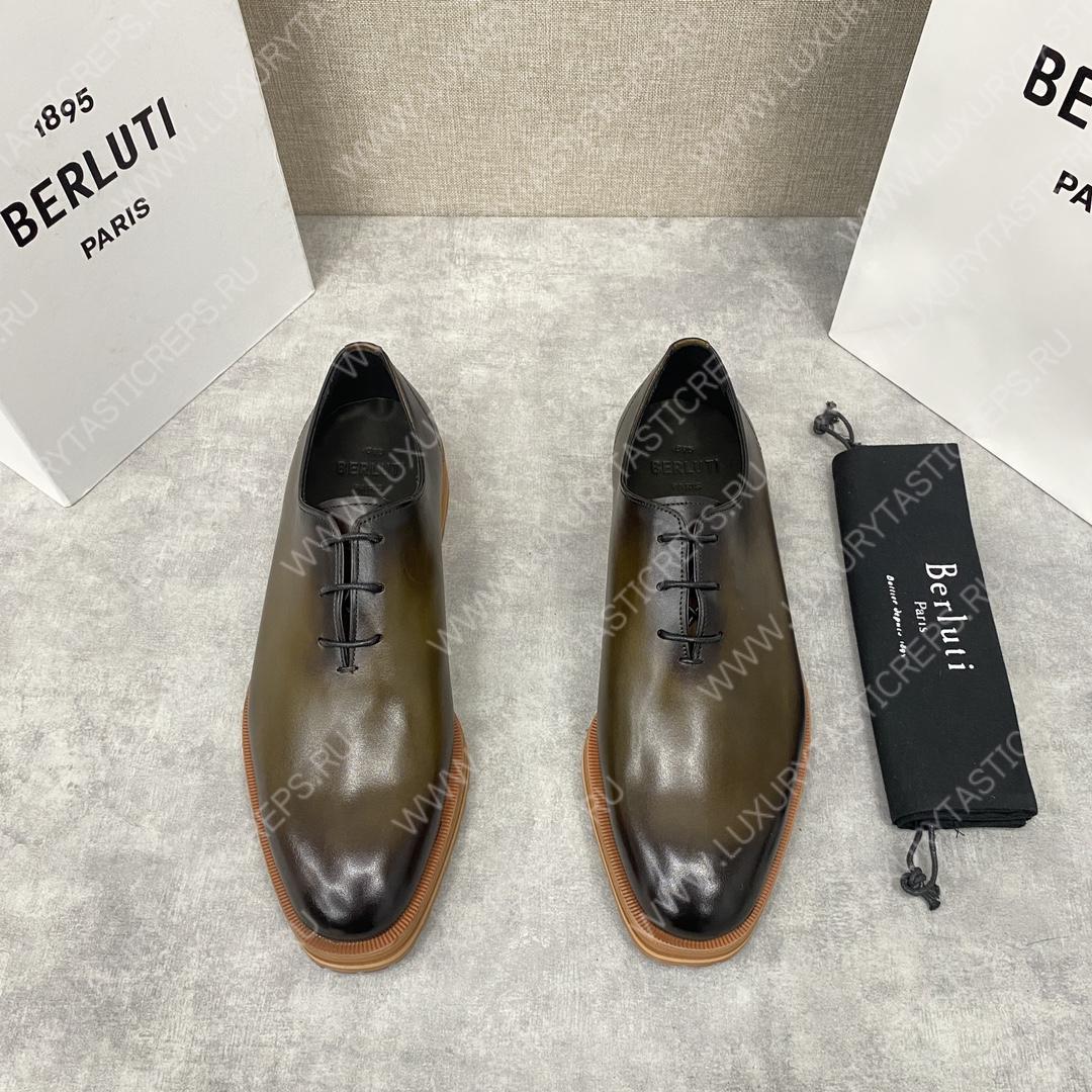 BERLUTI ALESSANDRO DEMESURE OXFORD OLIVE S5581-V1