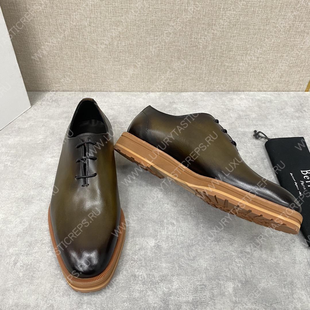 BERLUTI ALESSANDRO DEMESURE OXFORD OLIVE S5581-V1