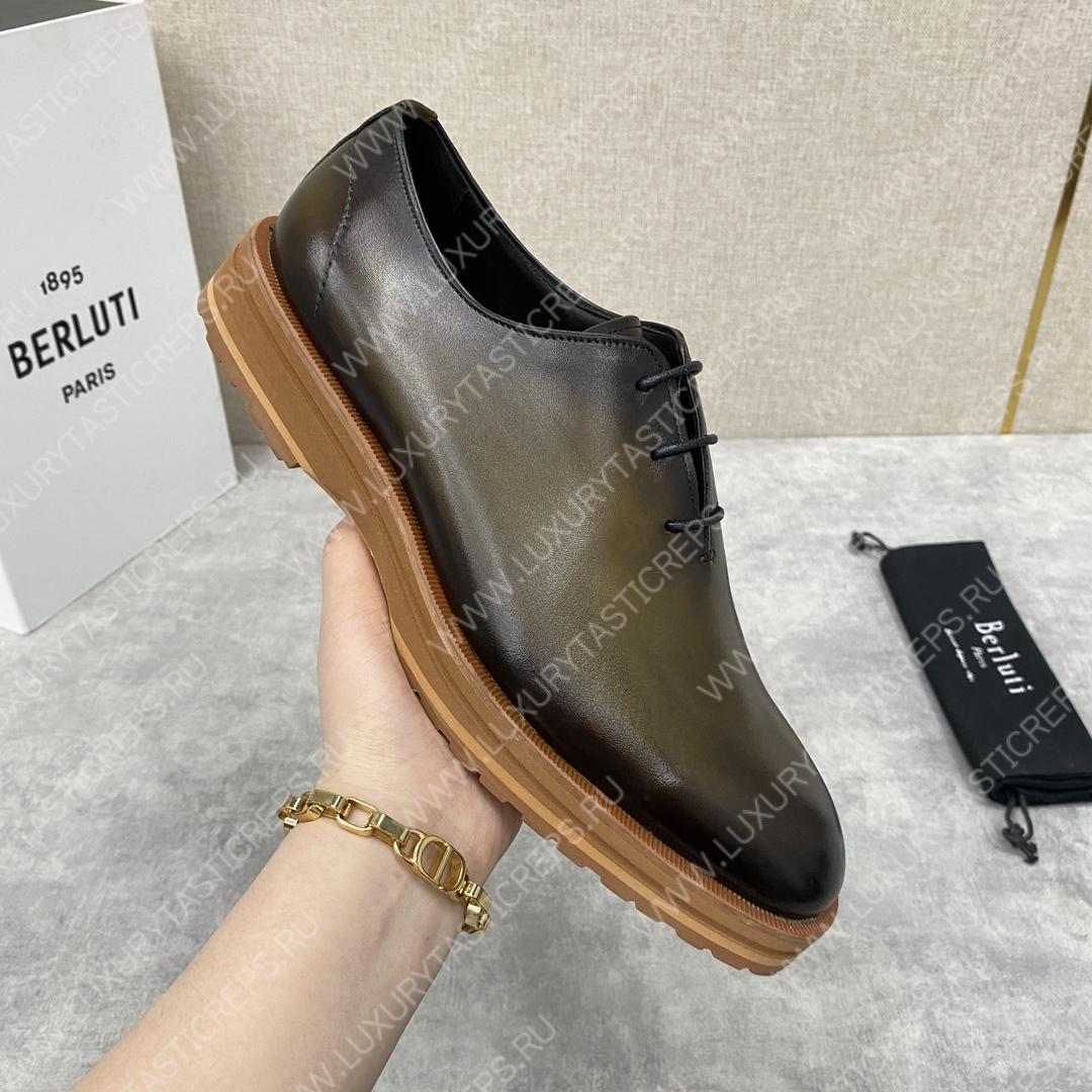 BERLUTI ALESSANDRO DEMESURE OXFORD OLIVE S5581-V1
