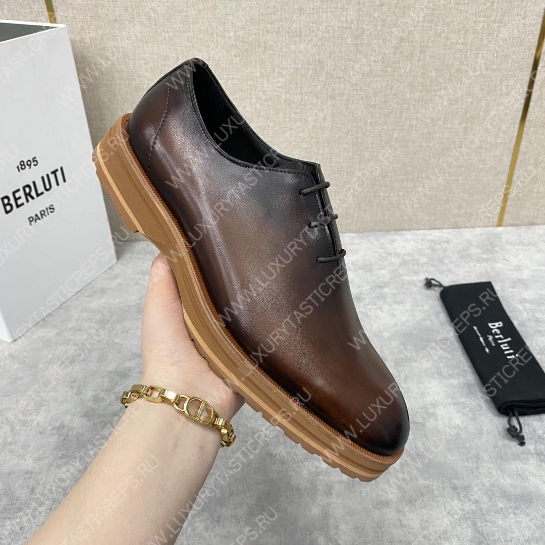 BERLUTI ALESSANDRO DEMESURE OXFORD DARK BROWN S5581-V1