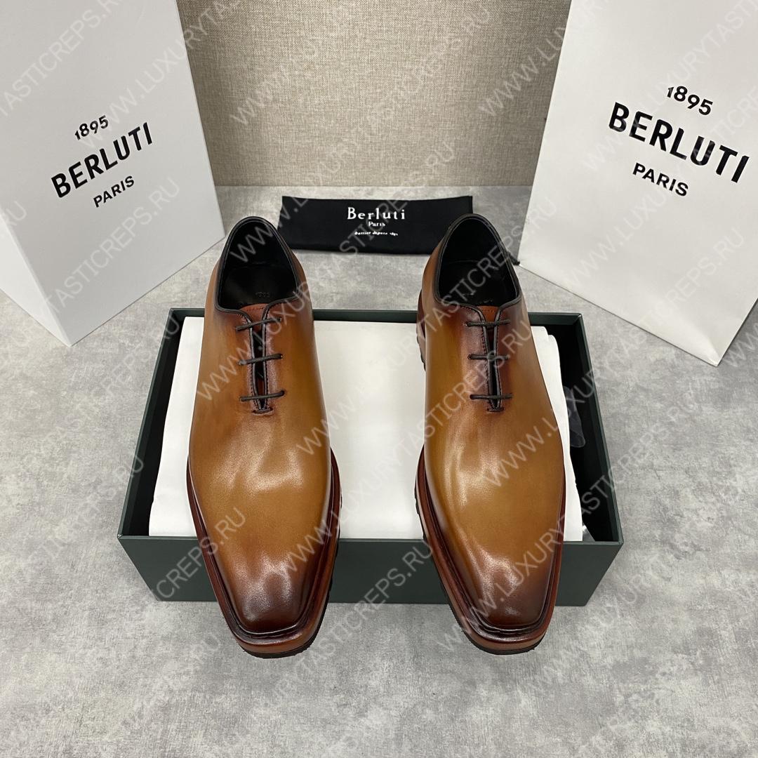 BERLUTI ALESSANDRO ALTO LEATHER OXFORD LIGHT BROWN S5843-V1