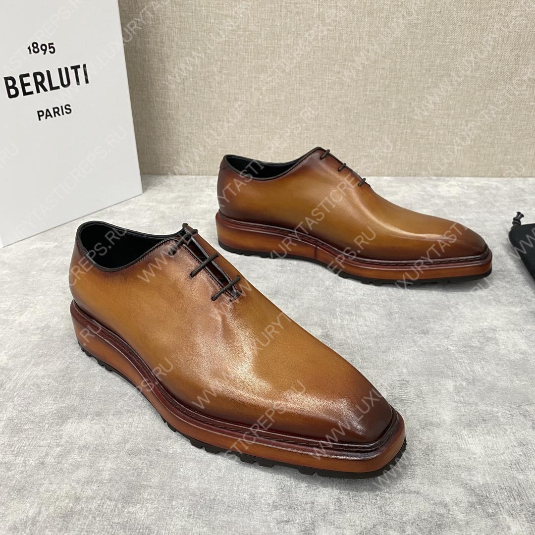 BERLUTI ALESSANDRO ALTO LEATHER OXFORD LIGHT BROWN S5843-V1