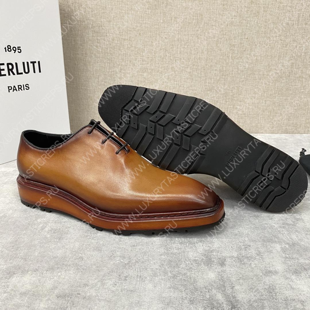 BERLUTI ALESSANDRO ALTO LEATHER OXFORD LIGHT BROWN S5843-V1