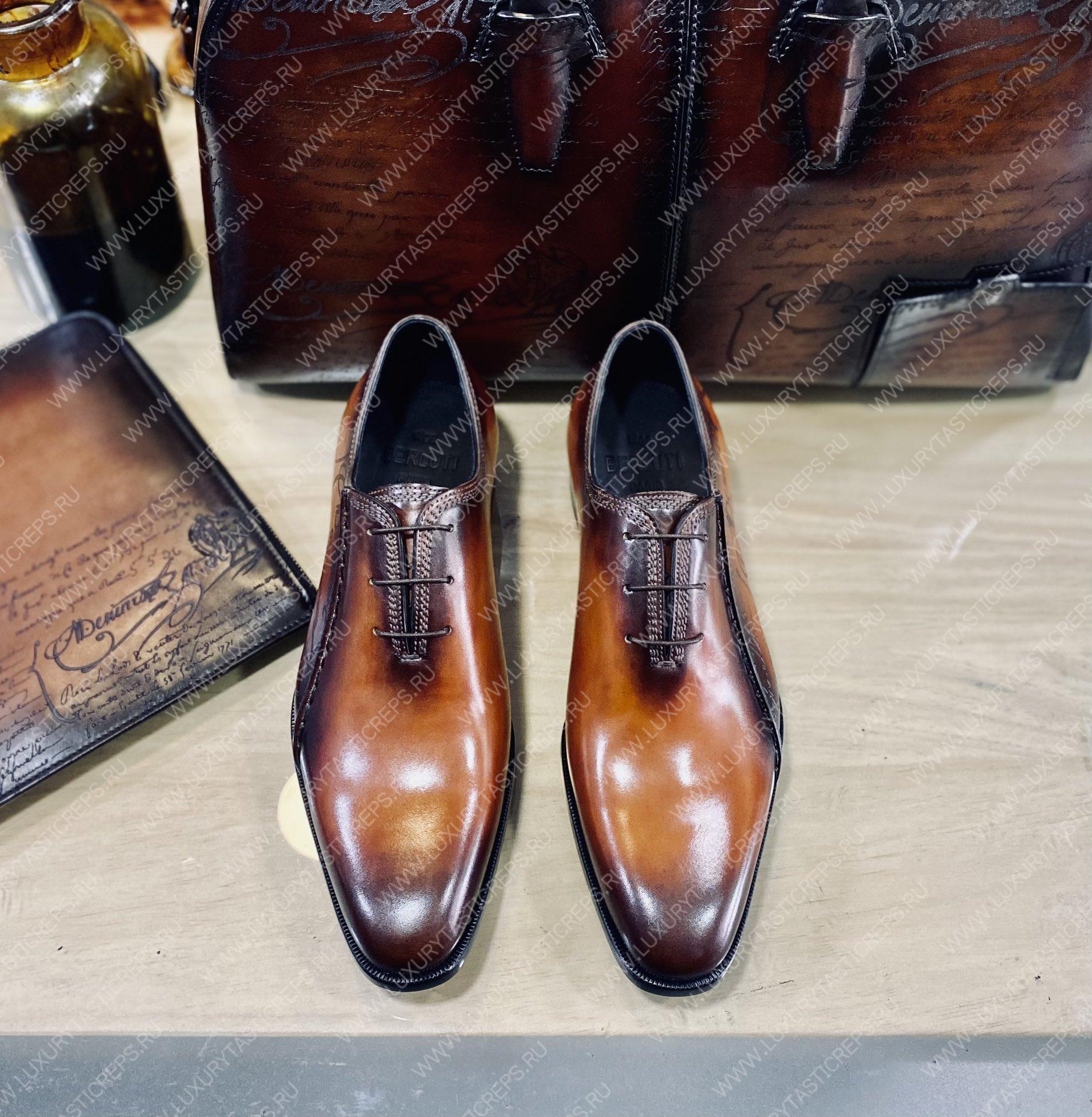 BERLUTI ALESSANDRO GALET SCRITTO LEATHER OXFORD SHOE BROWN S6122-V2