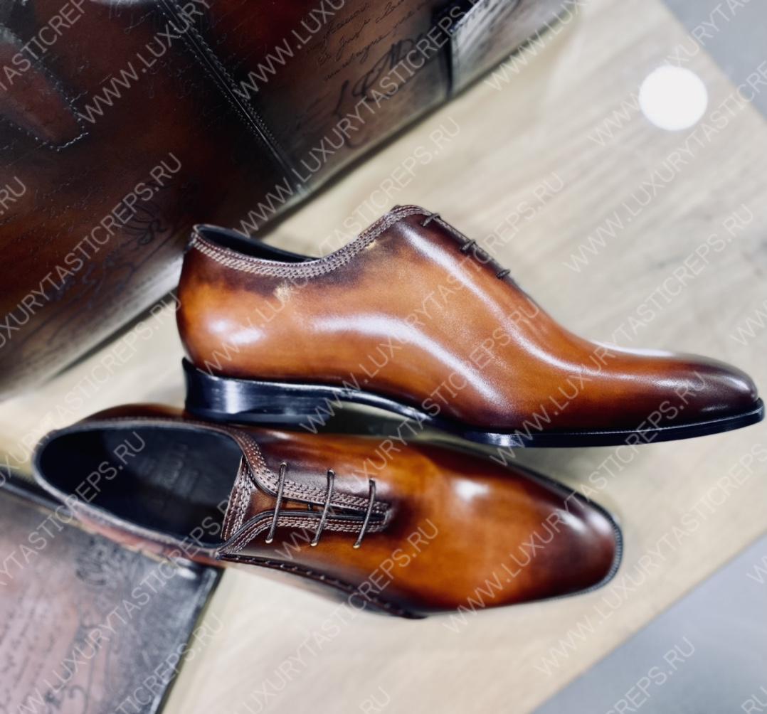 BERLUTI ALESSANDRO GALET SCRITTO LEATHER OXFORD SHOE BROWN S6122-V2